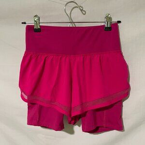 Xersion Women’s Fuchsia Shorts with Built In Bike Shorts Size XS